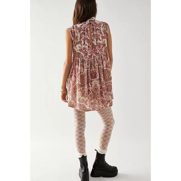 New Free People All The Time Velvet Mini Dress $168 X-SMALL Pink Petal - Picture 4 of 8